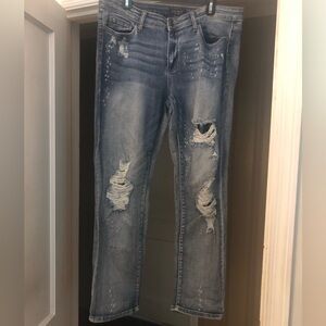 Judy Blue Distressed Boyfriend Fit Skinny Jeans